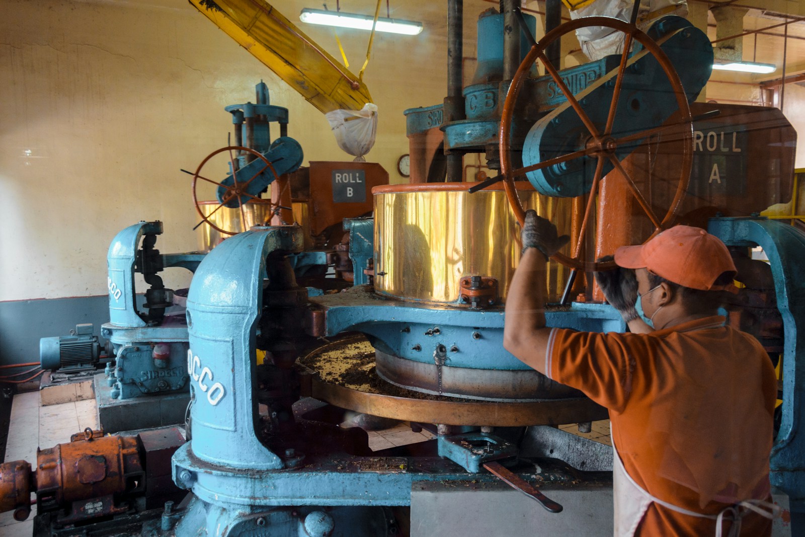 Tea processing machinery at a factory in Cameron Highlands, Pahang