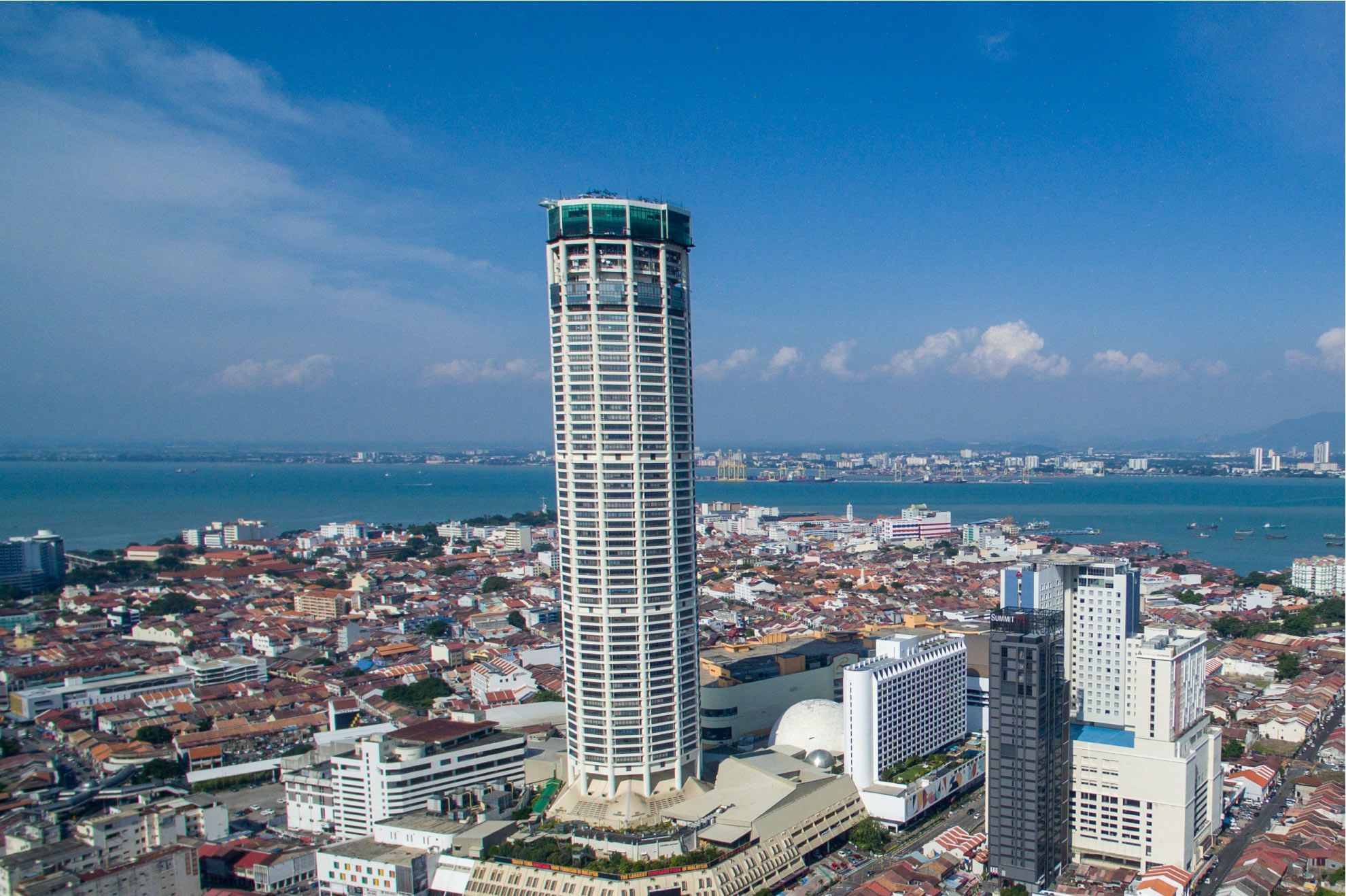 KOMTAR tower and surrounding George Town cityscape in Penang